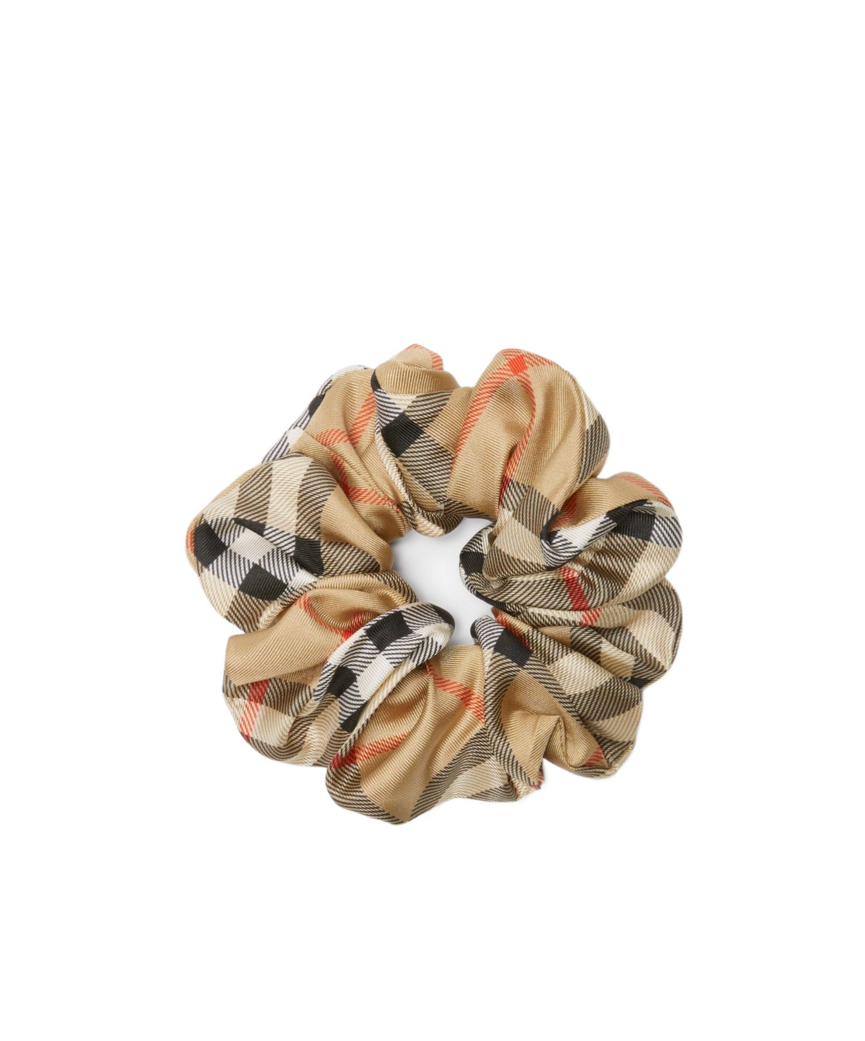 Burberry Check-print Silk Scrunchie In Sand-colored