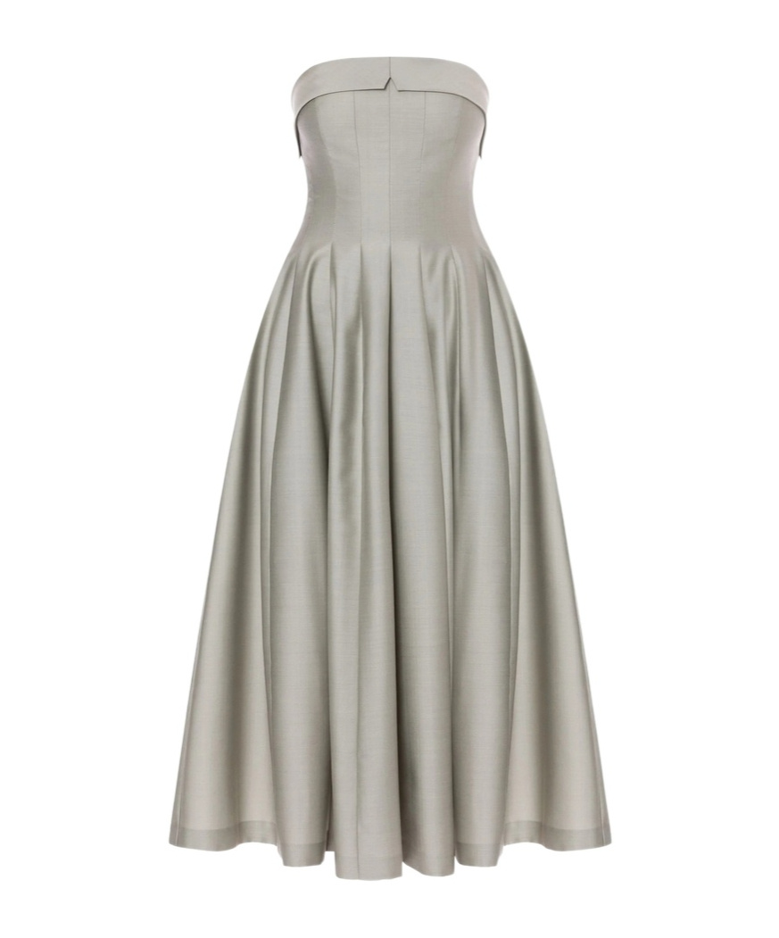 Alberta Ferretti Off-shoulder A-line Skirt In Gray