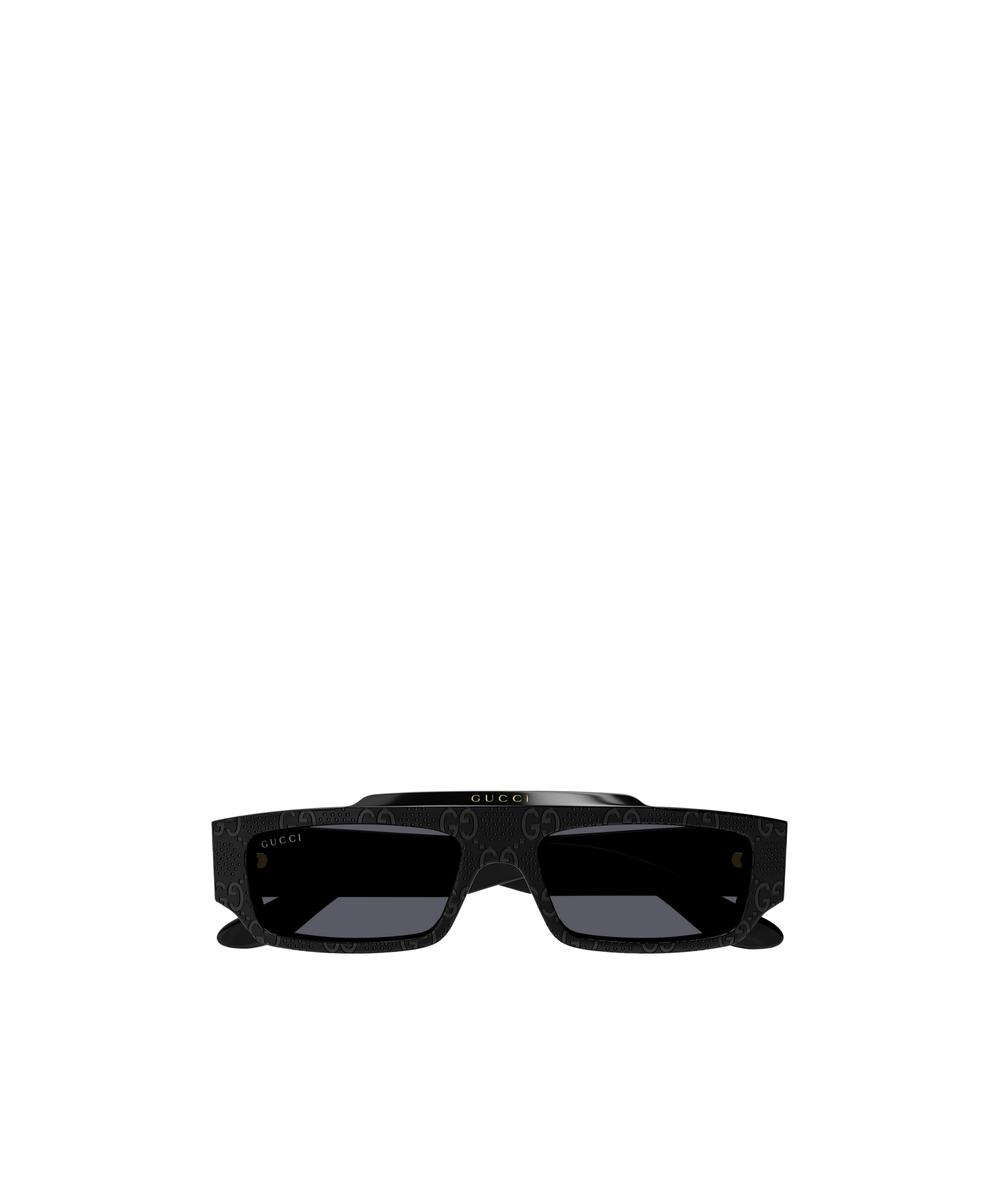 Gucci Gg-print Rectangle-frame Sunglesses In Black
