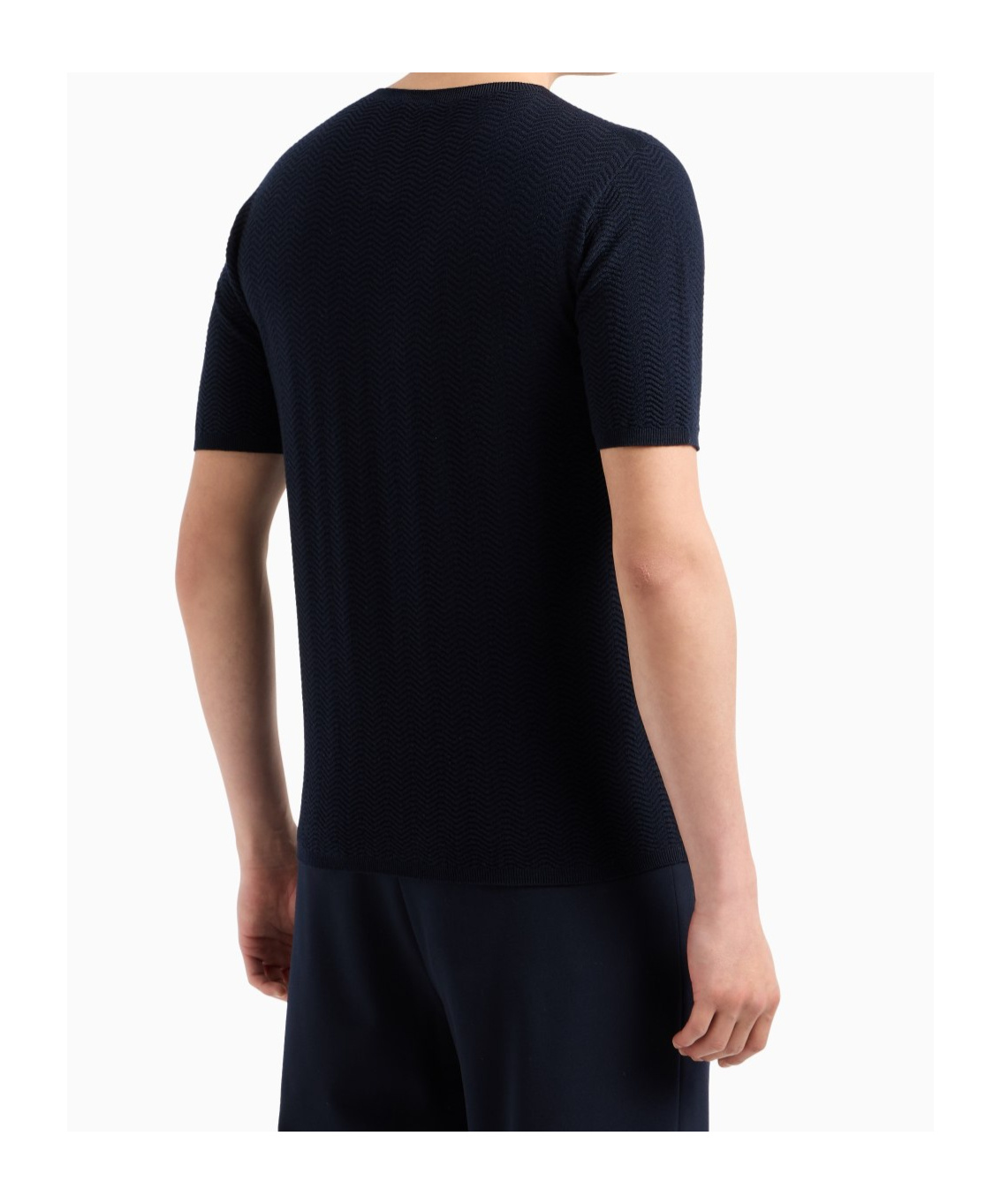 Giorgio Armani Chevron Virgin Wool, Crew-neck Jumper In Black