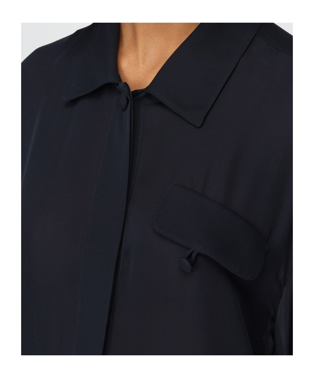 Emporio Armani Band Collar Textured Shirt With Button Detail In Black
