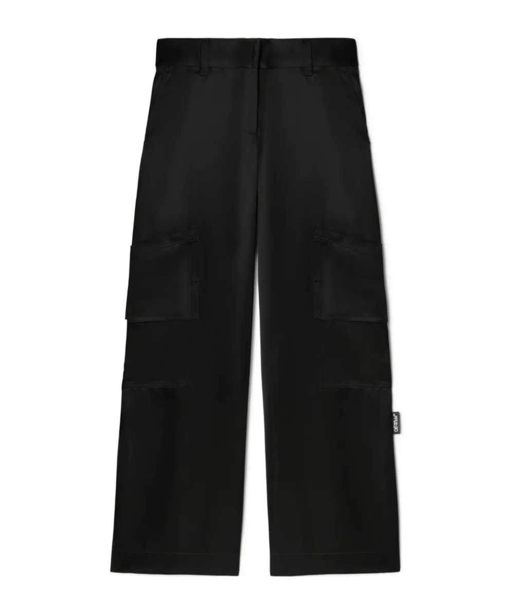 Off-white Black Toybox Satin Cargo Pants In Black