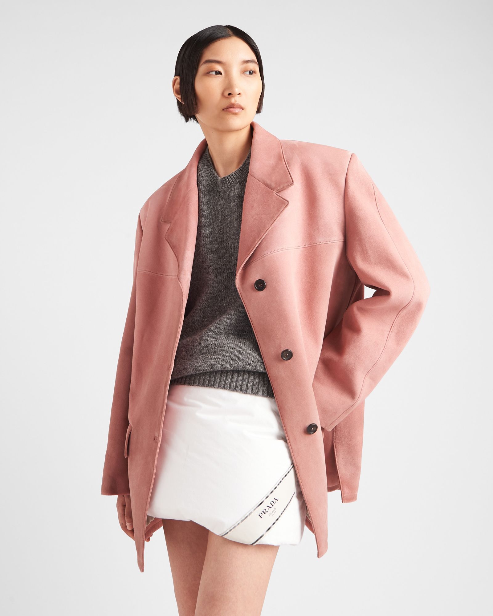 Prada Suede Jacket In Pink