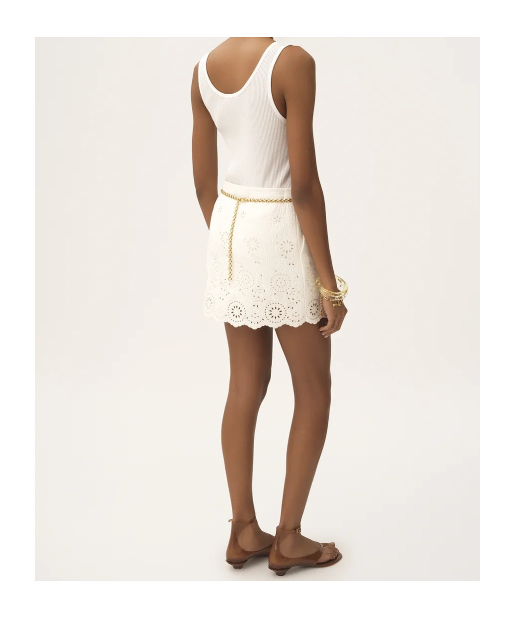 Chloé Broderie-anglaise Skirt In White