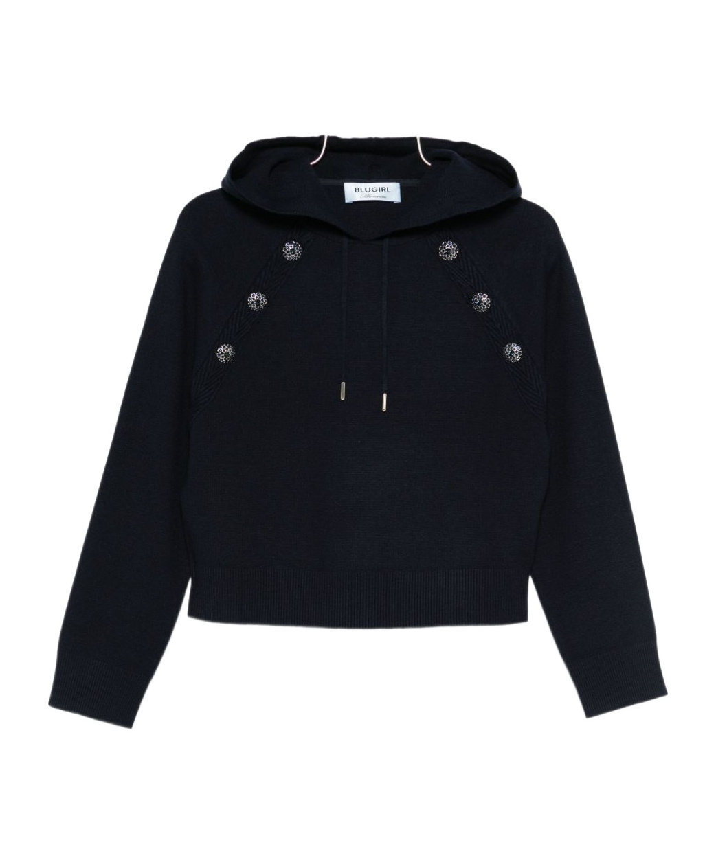Blugirl Button-embellished Hoodie In Black