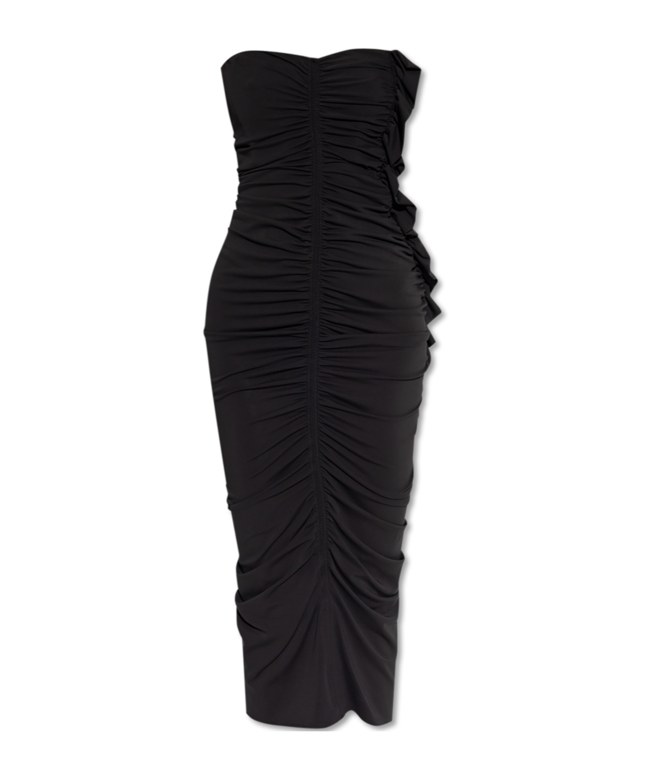 Attico Ruched Midi Dresses In Black