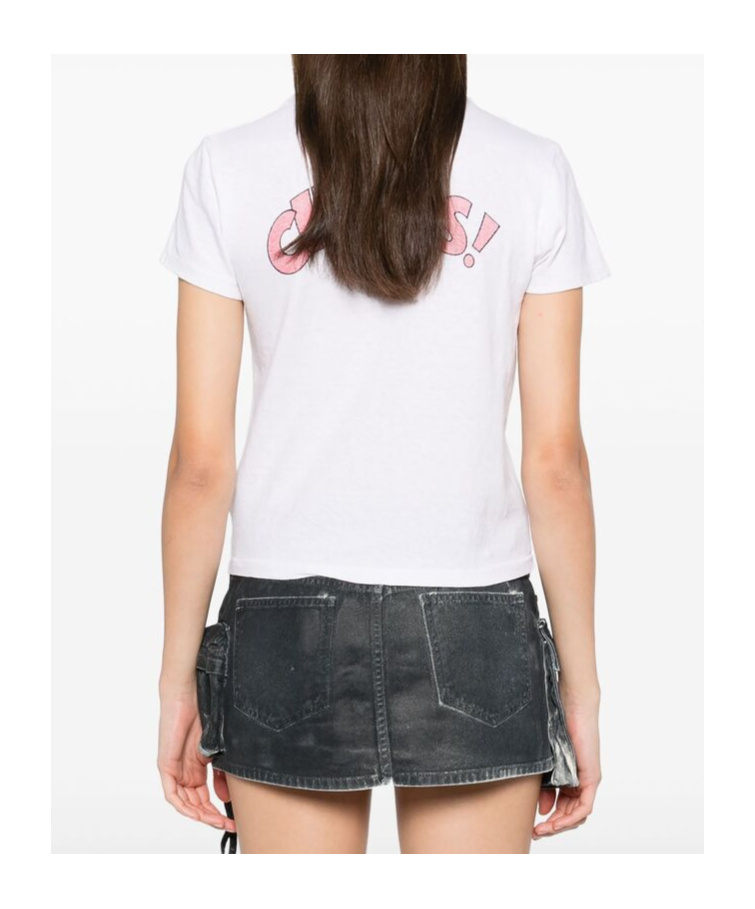 Re/done Cheers Crewneck Graphic Tee In White