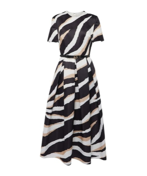 Elie Saab Printed Silk-blend Midi Dress In Black