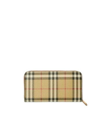 Burberry Check Zip Wallet In Nude