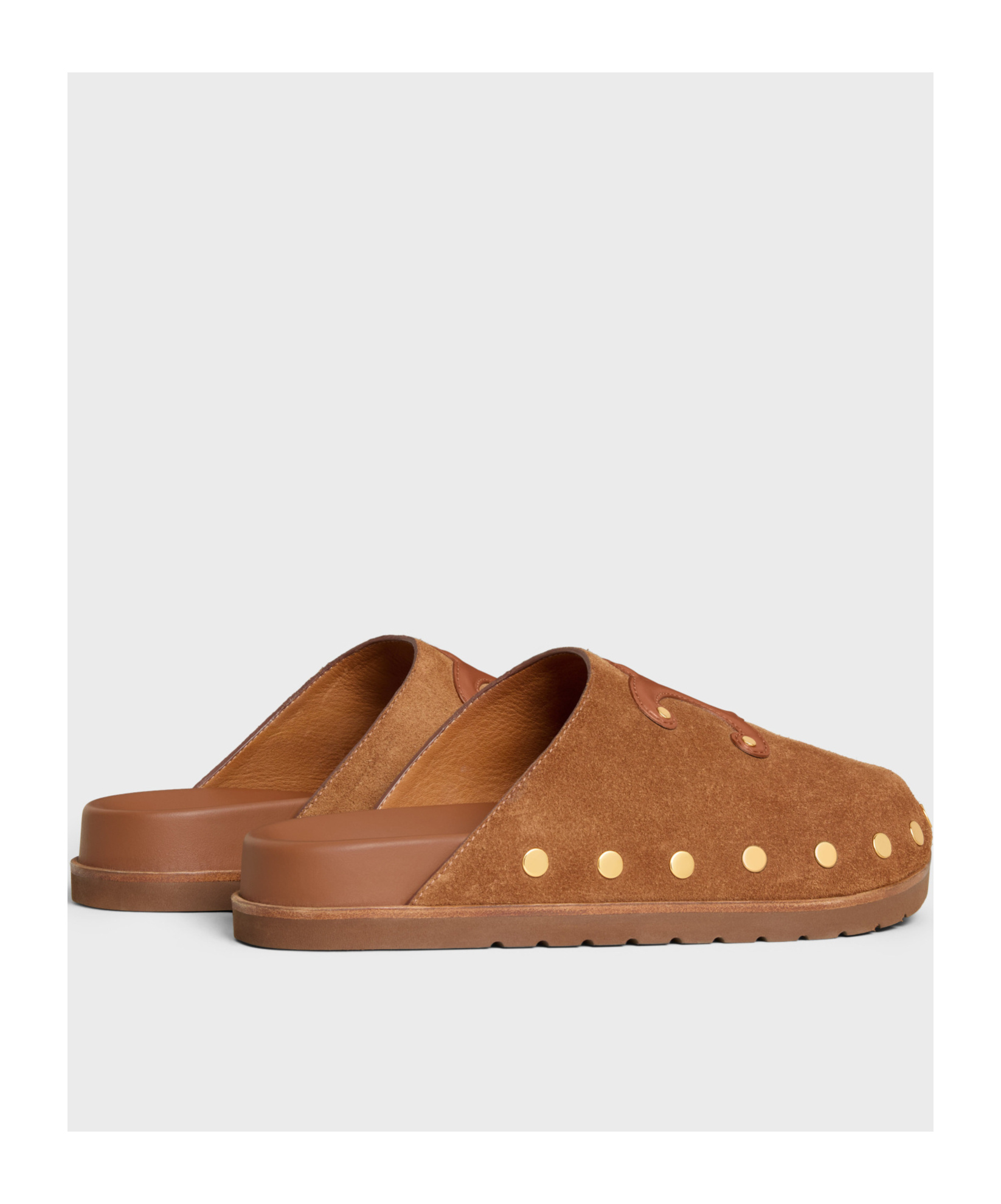 Celine Triomphe Wedge Mules Women In Brown