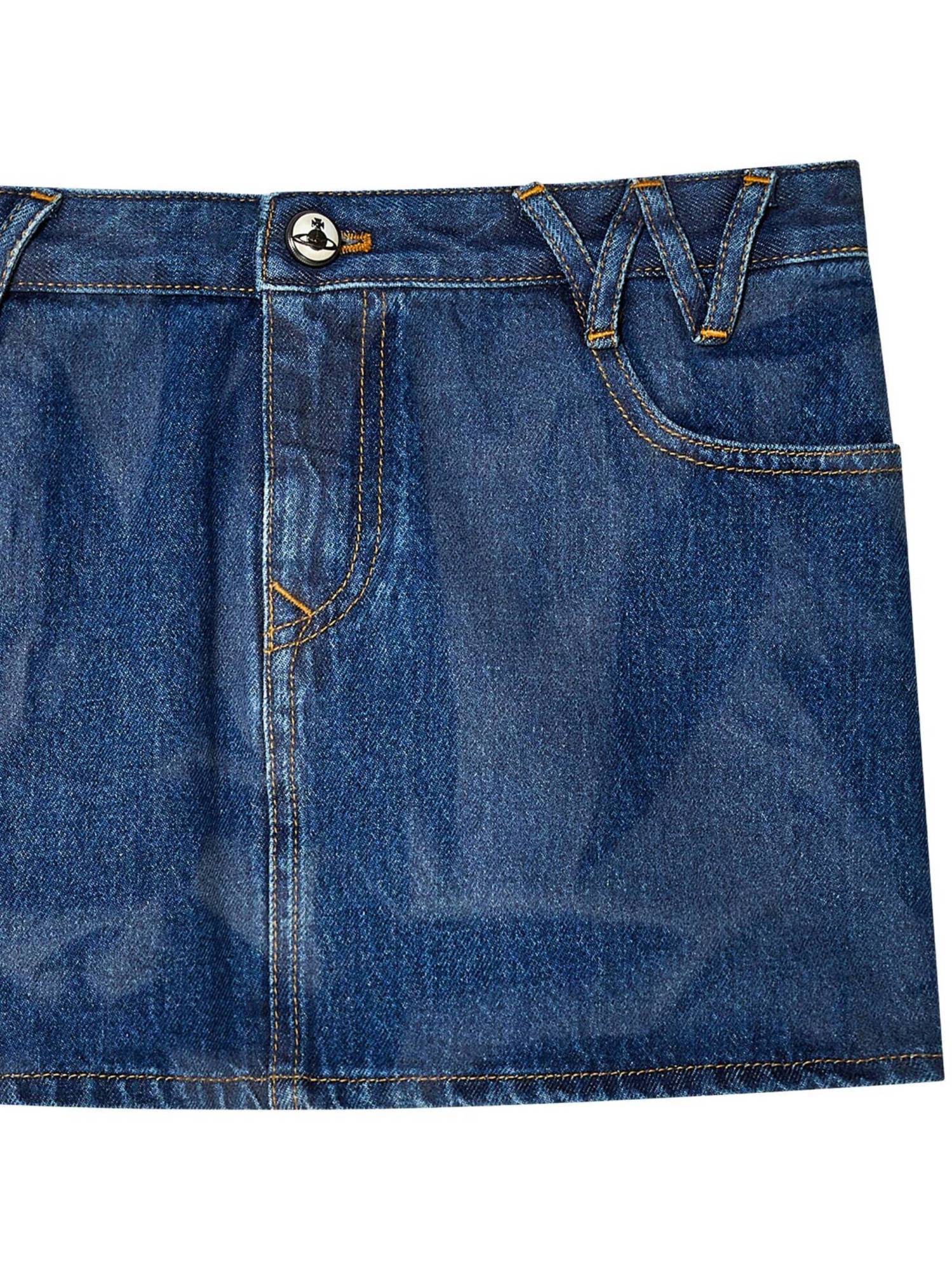 Vivienne Westwood Blue Foam Denim Miniskirt In Blue