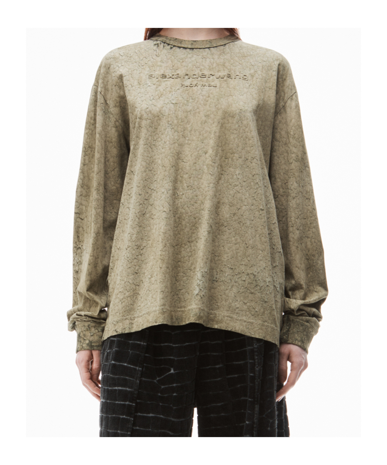 Alexander Wang Logo-embossed Tie-dye T-shirt In Nude