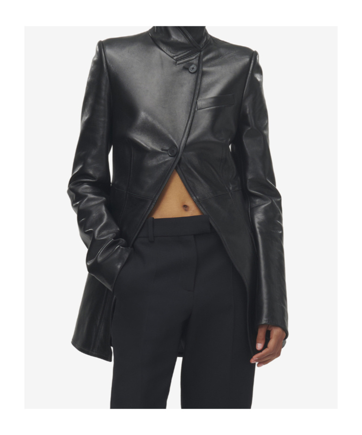 Alexander Mcqueen Women's Cutaway Leather Jacket In Black In Black