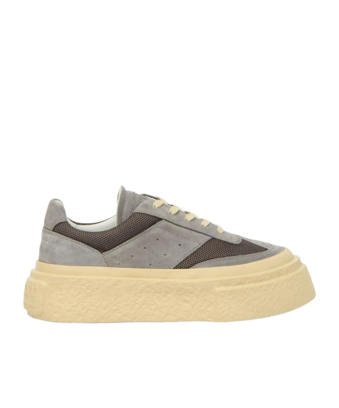 Mm6 Maison Margiela Low-top Mesh Panel Sneakers With Perforated Detailing In Brown