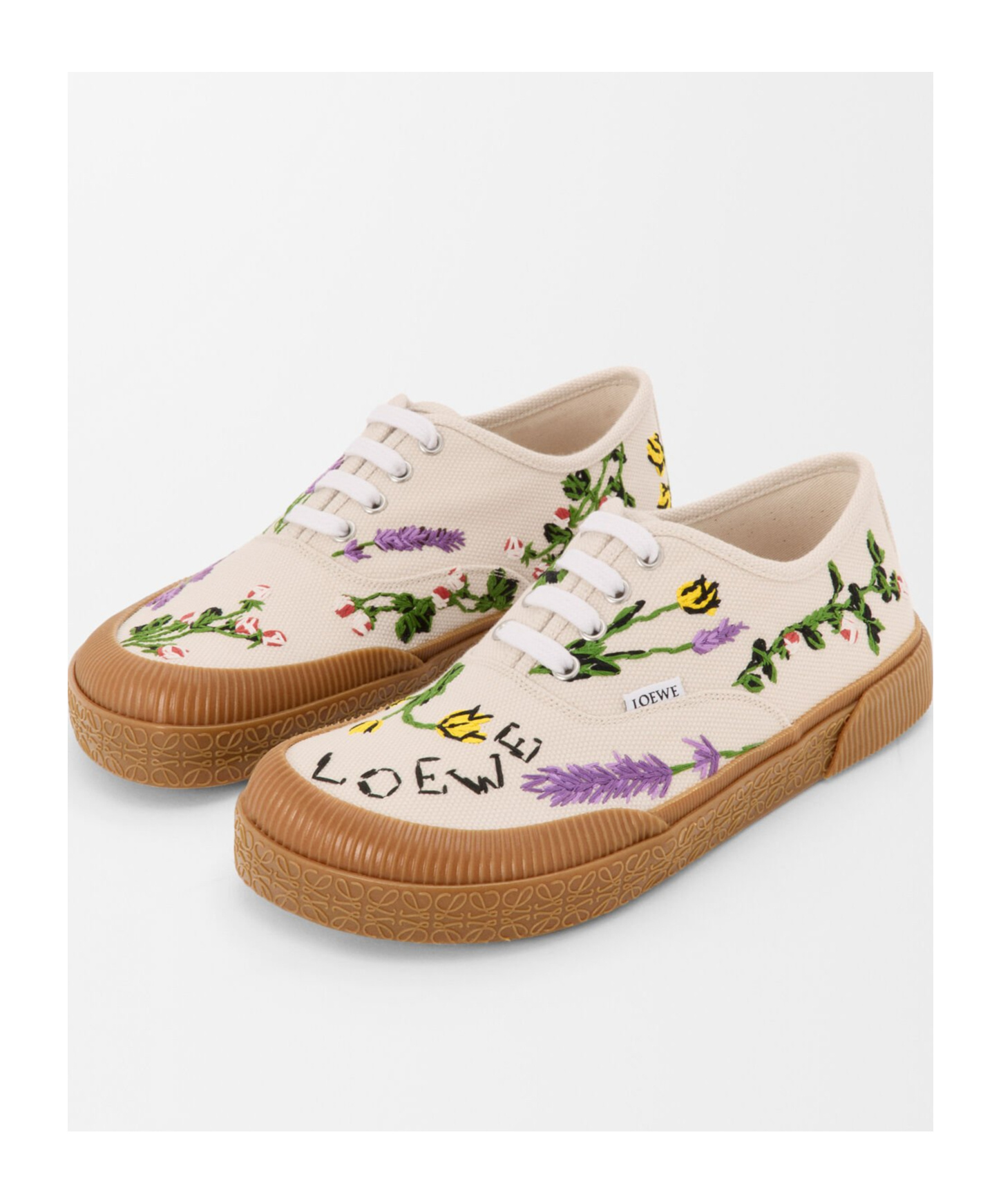 Loewe Terra Vulca Embroidered Canvas Sneakers In White