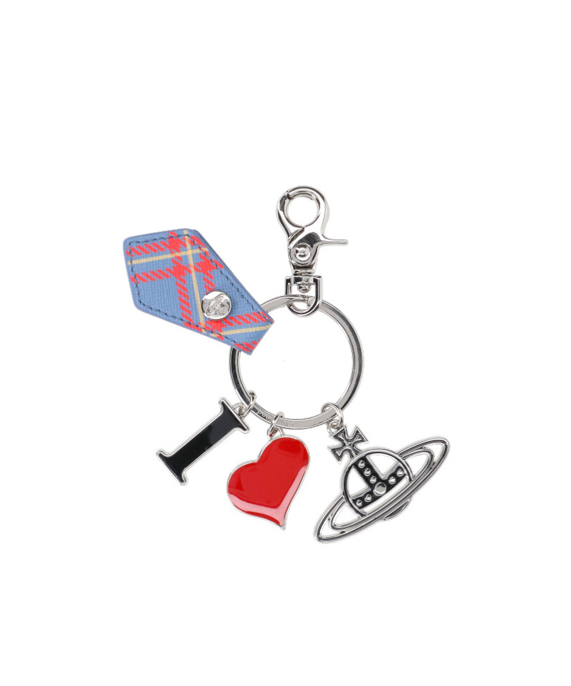 Vivienne Westwood Orb Keyring Plaid Detail In Multicolor