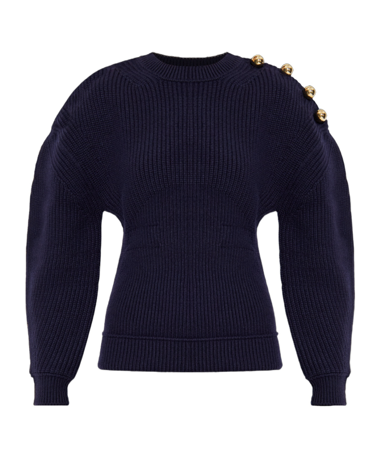 Lanvin Button-detailed Ribbed Wool Sweater In Blue