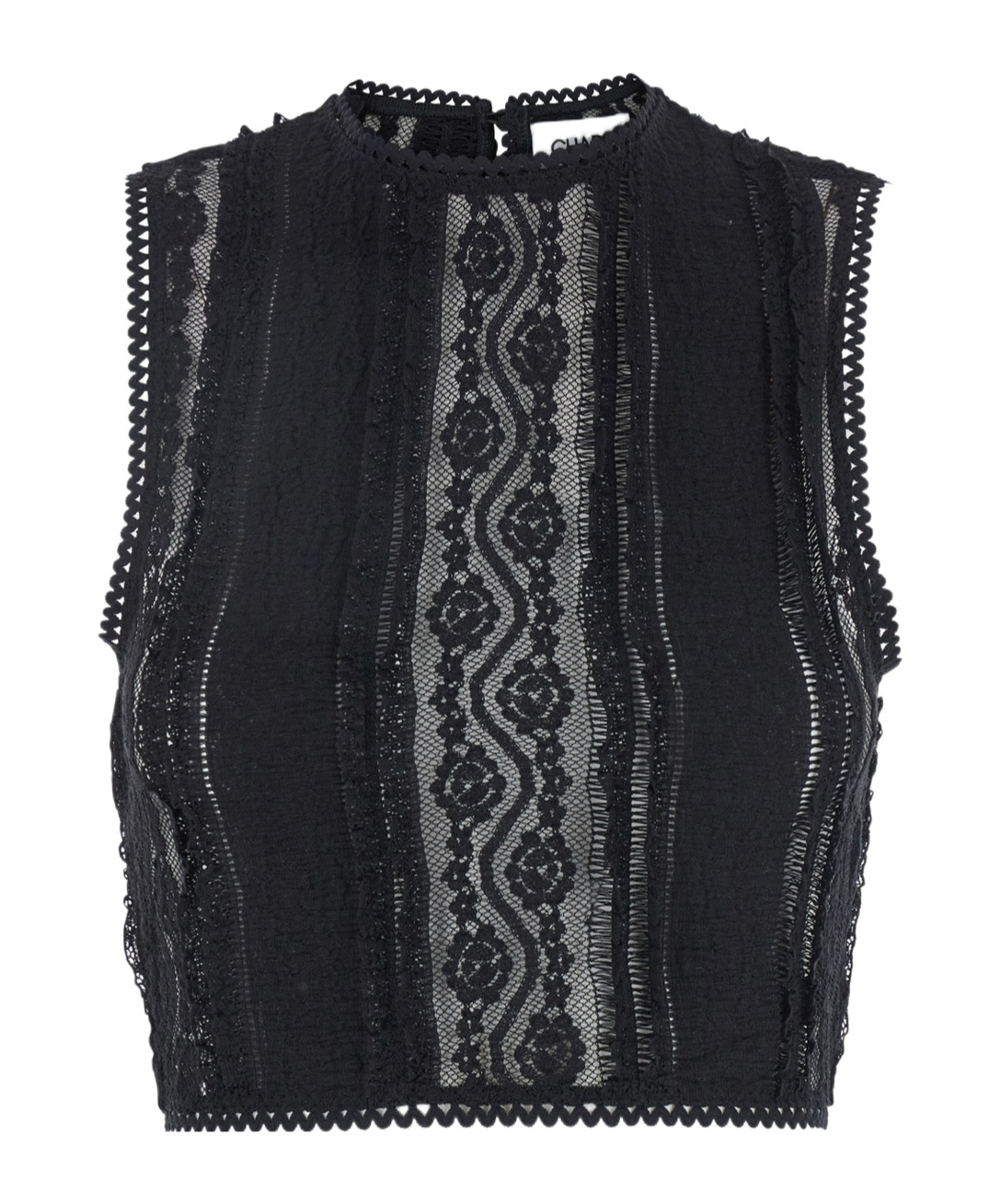 Charo Ruiz 'asteria' Black Top With Embroidery Details And Semi-transparent Design In Black