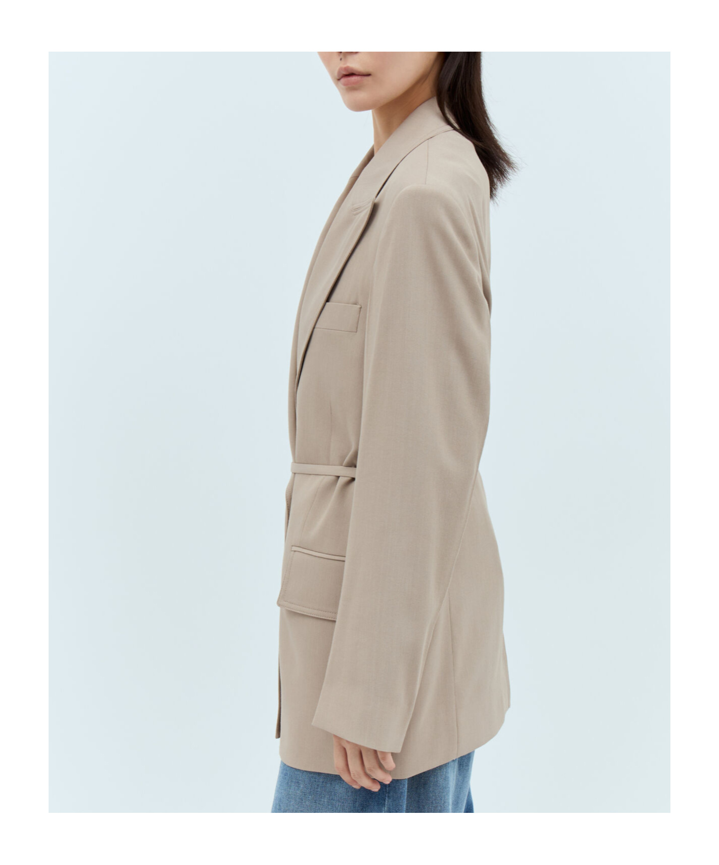 Acne Studios Women Peak Lapels Belted Blazer In Nude