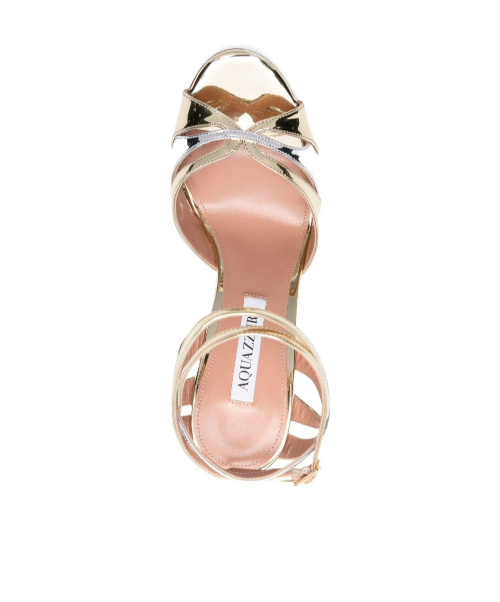 Aquazzura 110m Metallic Ankle-strap Heeled Sandals In Gold