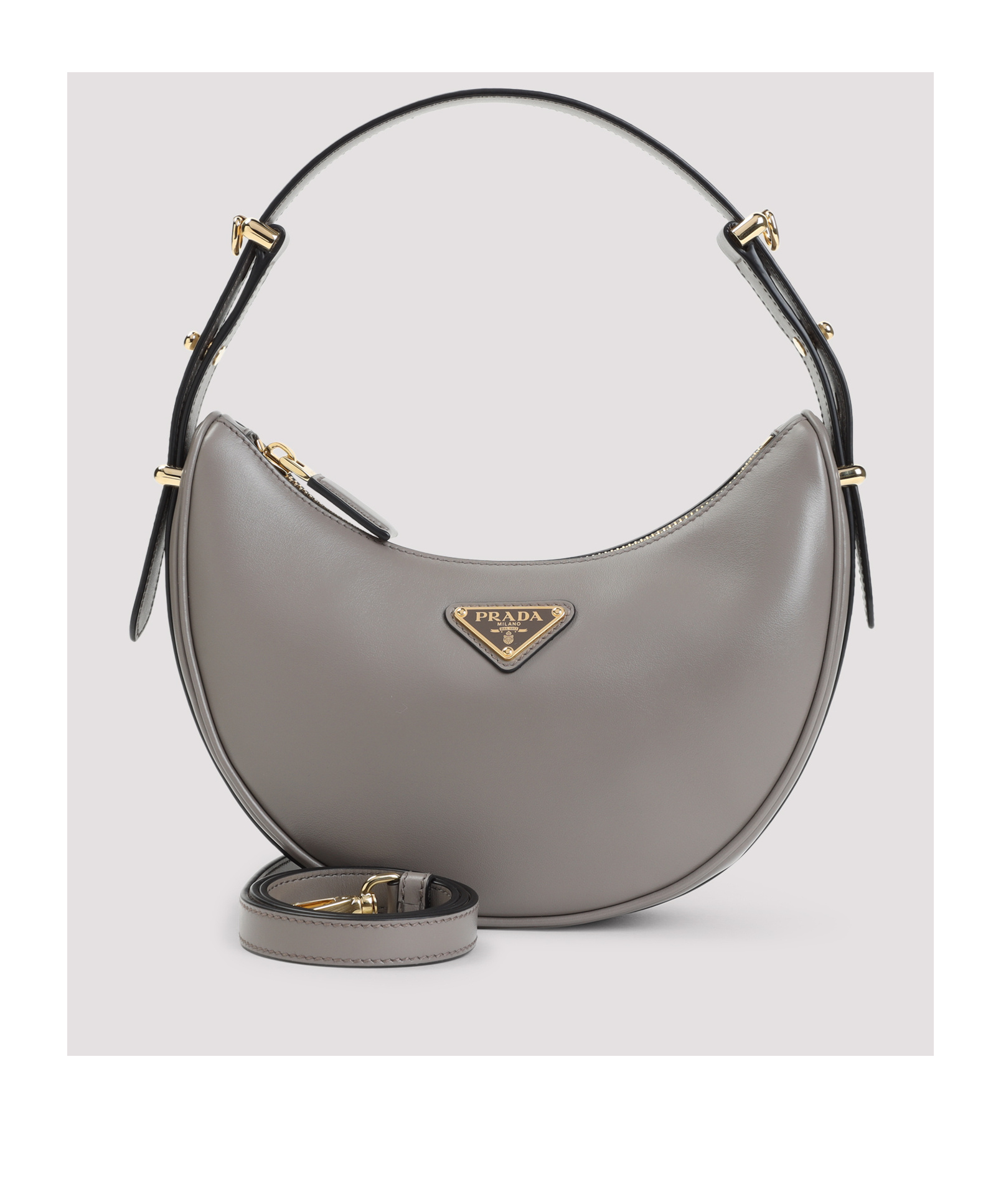 Prada Zippered Shoulder Bag In Gray