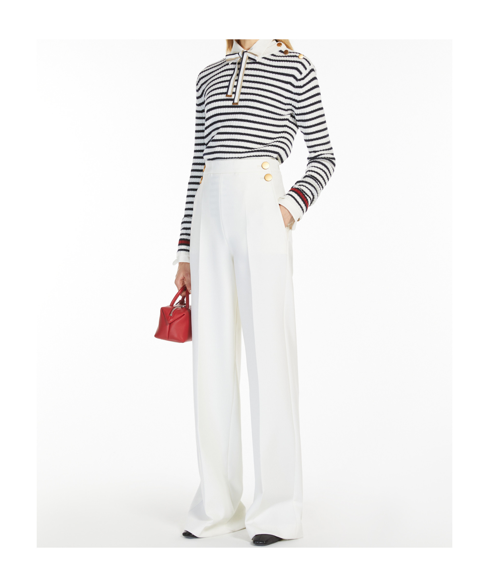 Max Mara Long-sleeved Wool Sweater In White