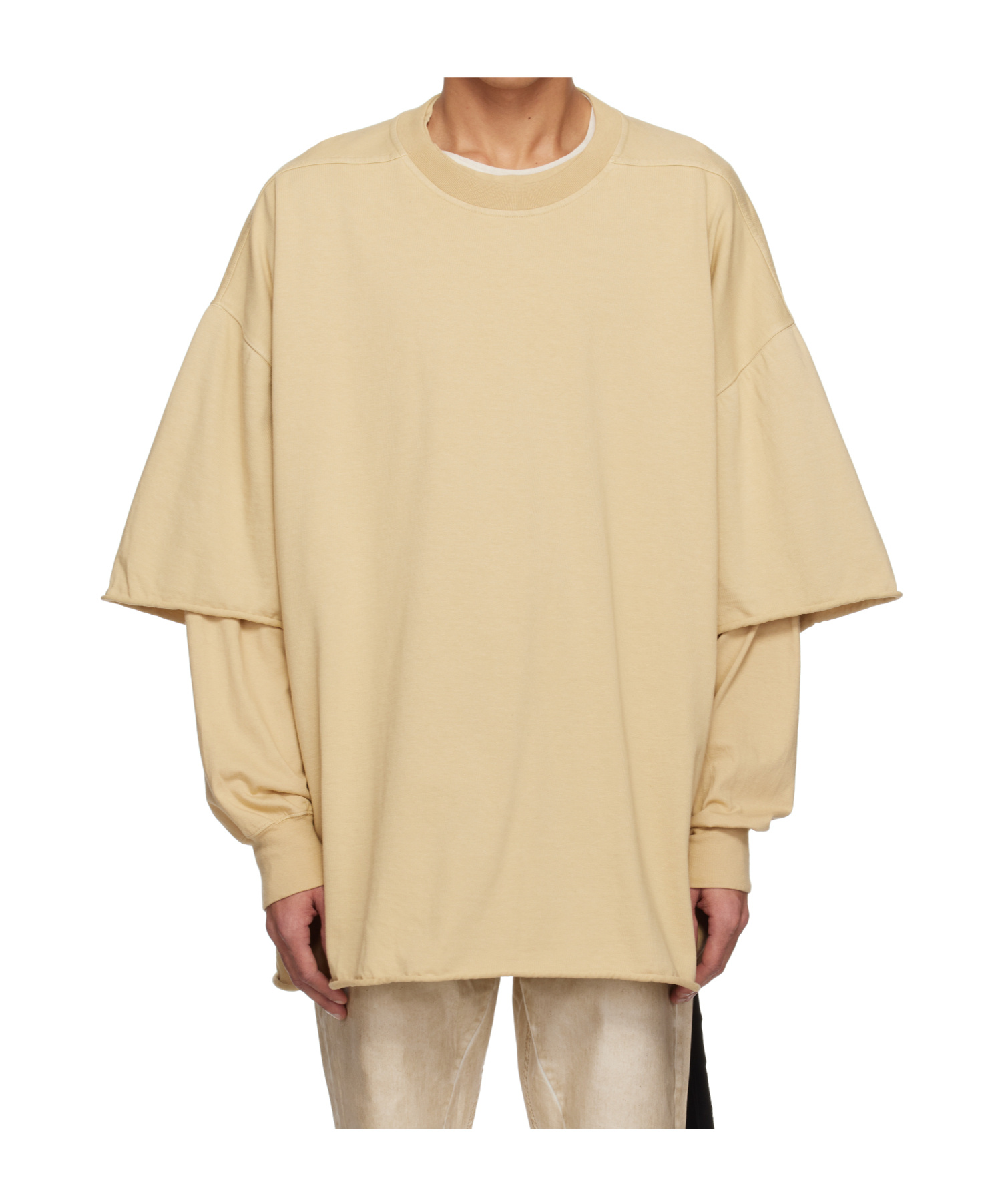 Rick Owens Drkshdw Beige Hollywood Tommy Hustler Sweat T-shirt In Parchment