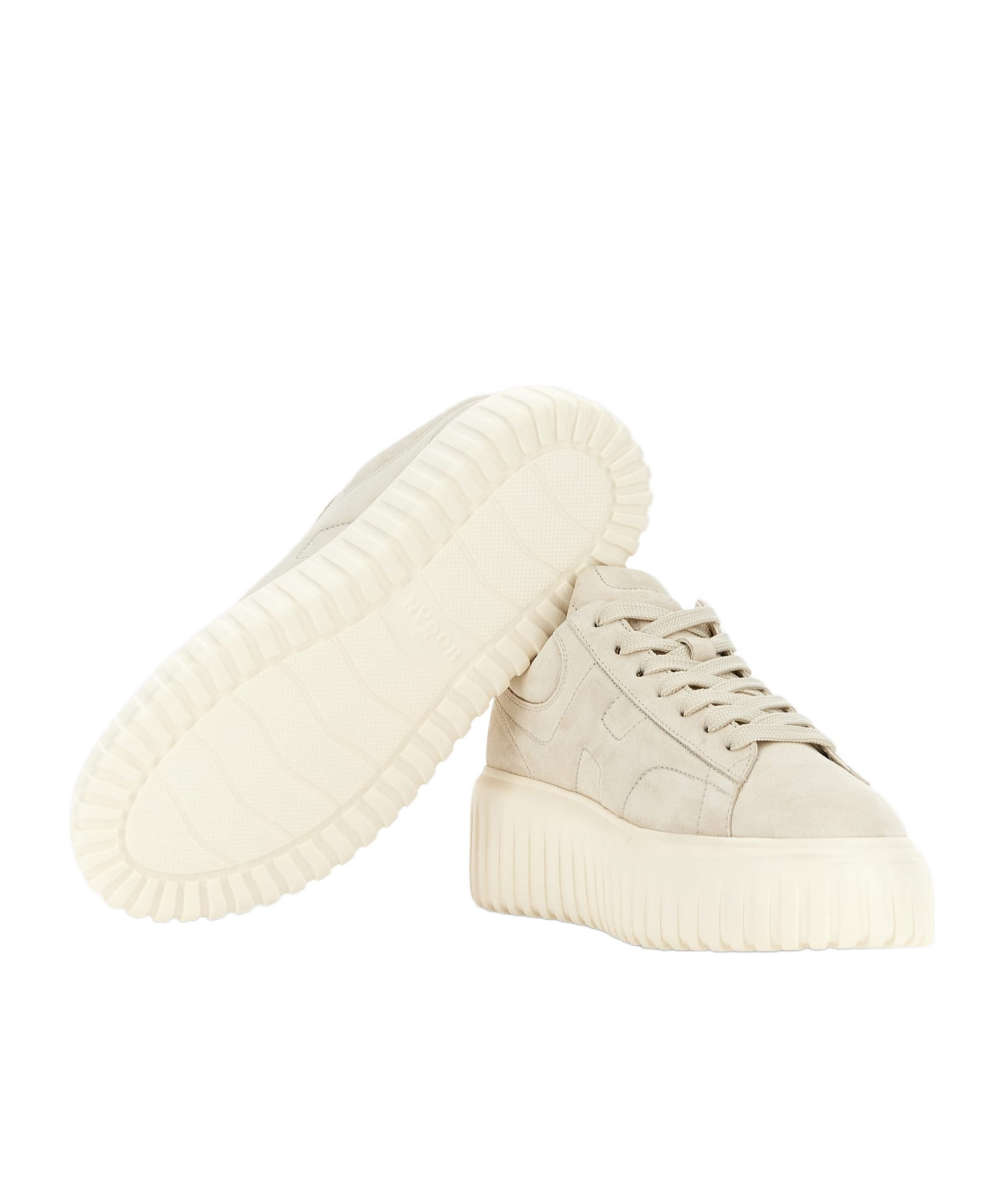 Shop Hogan H-stripes Suede Sneakers In White