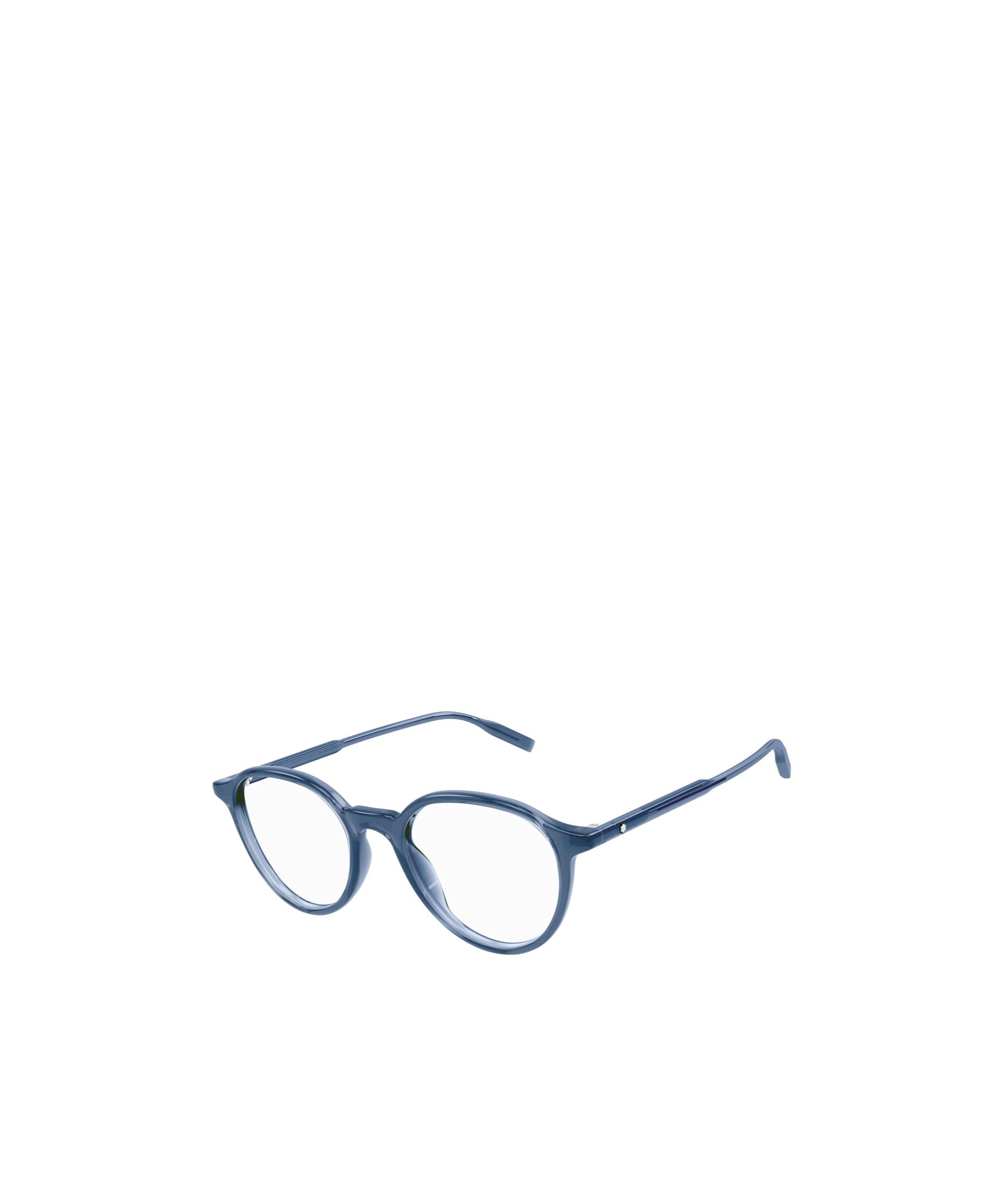 Montblanc Logo-plaque Round-frame Glasses In Blue