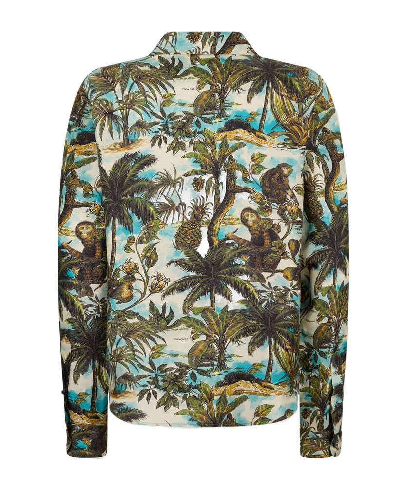 Dsquared2 Monkeyprintnotchcollarshirt In Green