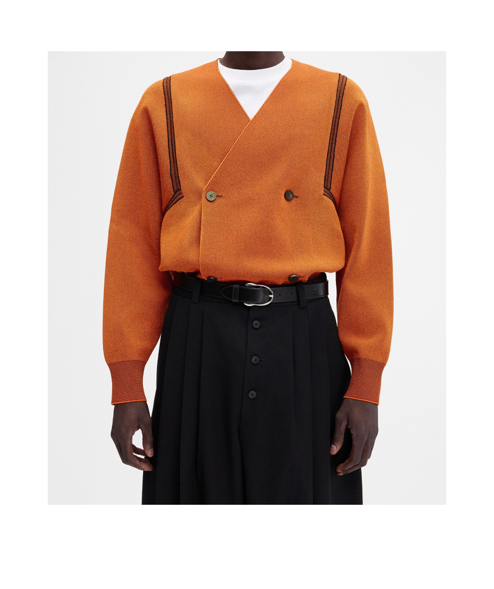 Jacquemus Double-breasted Striped Cardigan In Brown