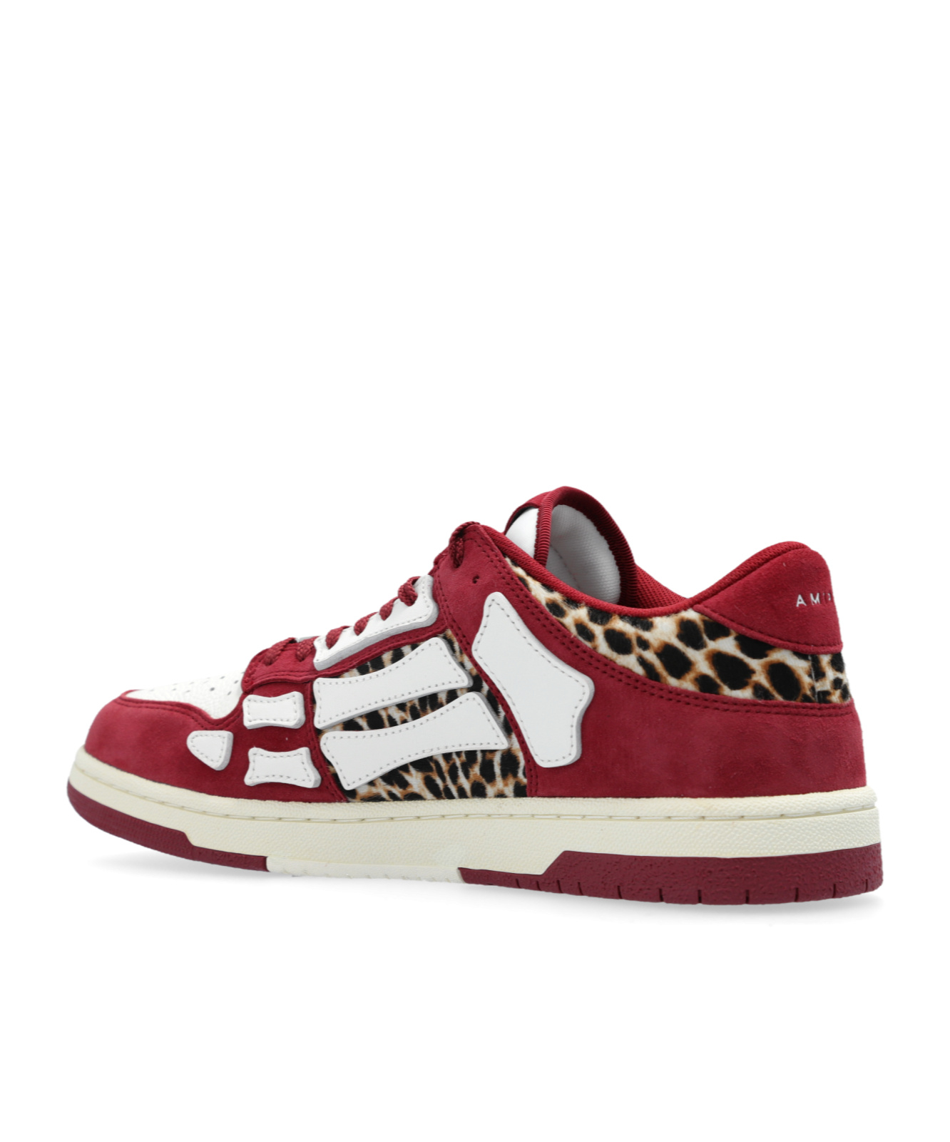 Amiri Burgundy Leopard Skel-top Sneakers In White