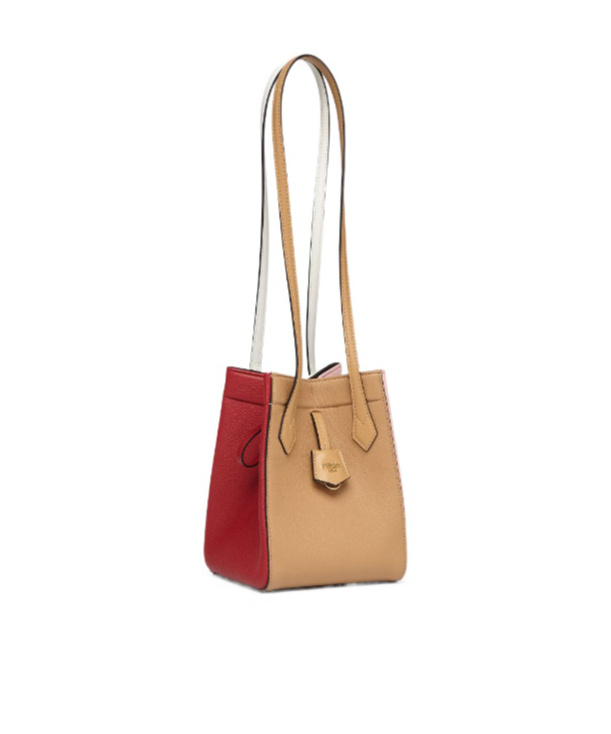 Fendi Transformable Multicolour Leather Mini Bag In Nude