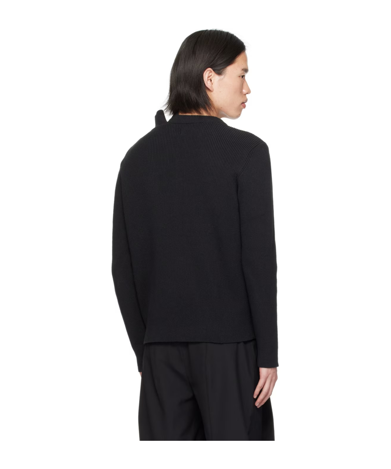 Y/project Hollowed-out Rib Sweater In Black