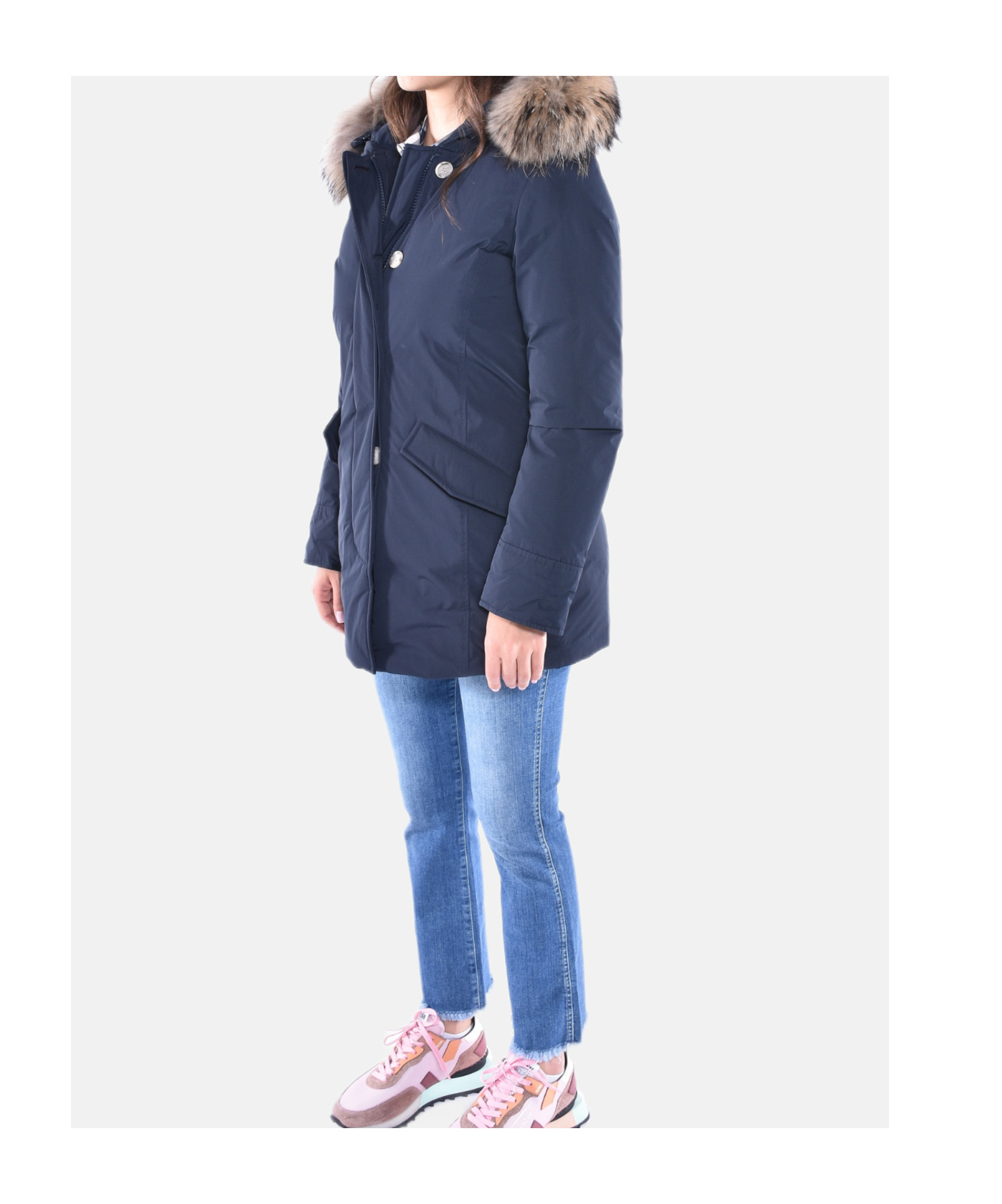 Woolrich Luxury Arctic Raccoon Parka In Blue