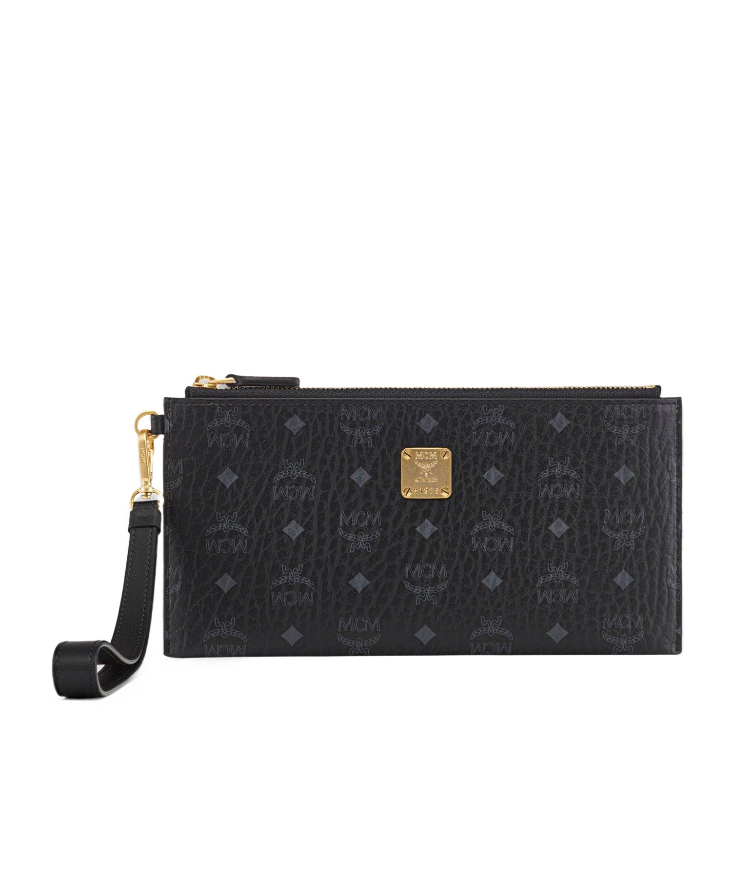 Mcm Aren Visetos Wrist Bag In Black