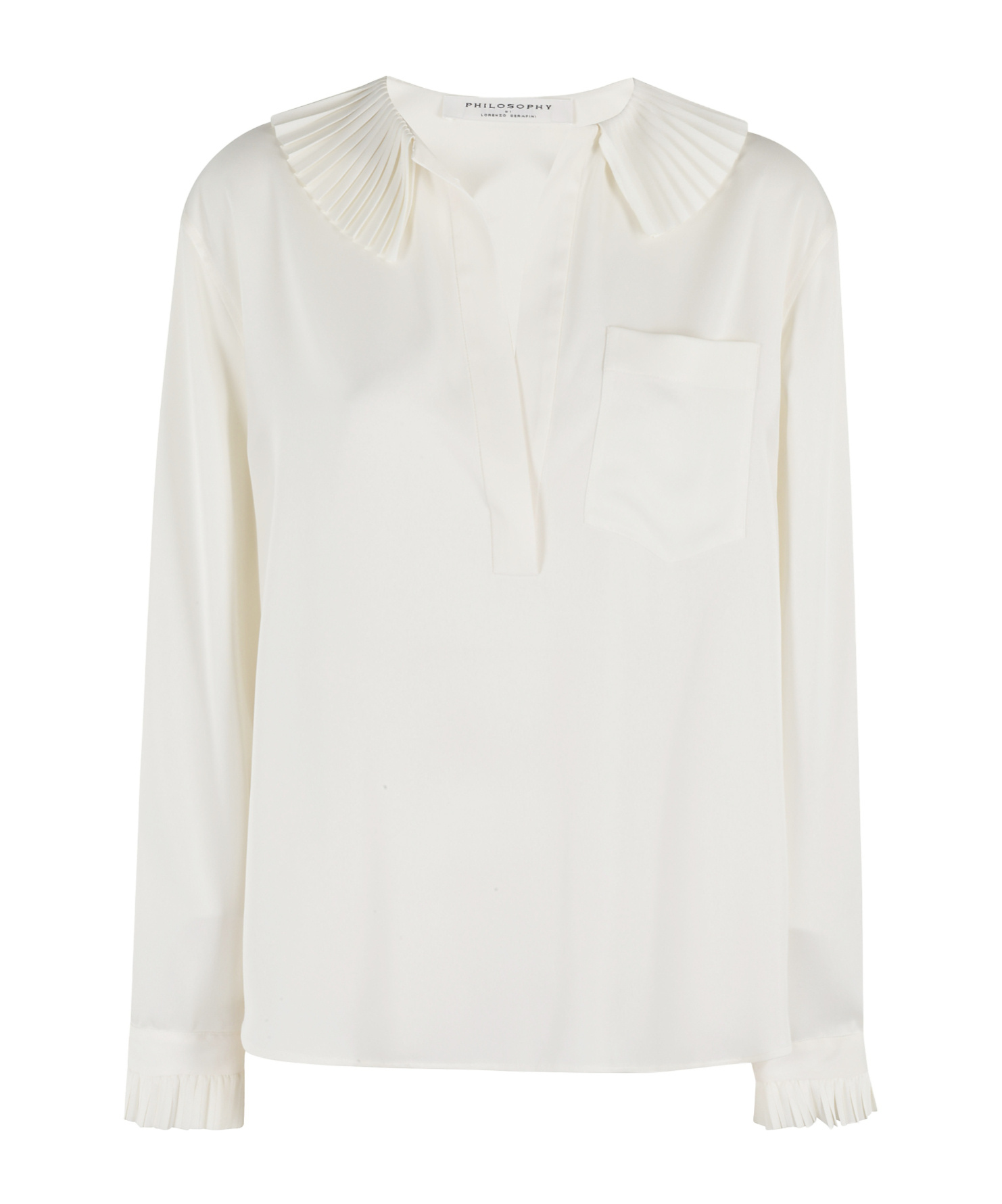 Philosophy Di Lorenzo Serafini Ivory Ruffled Blouse In Multi