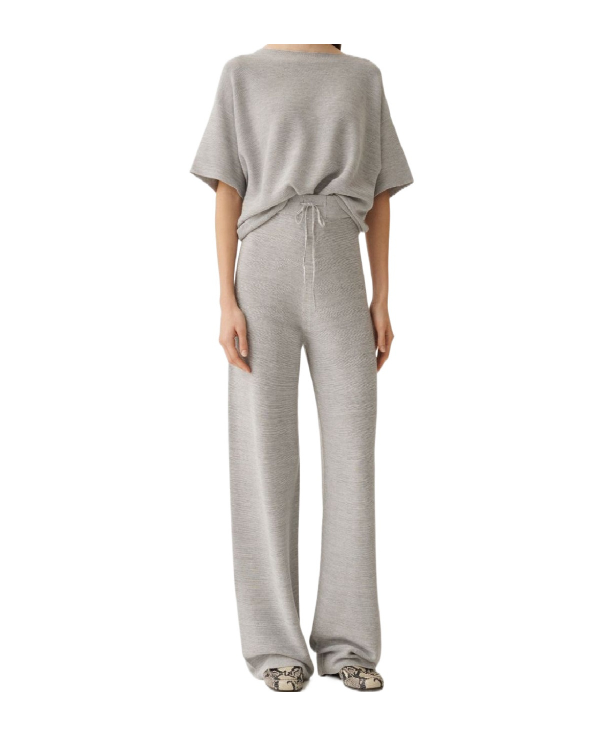 Fabiana Filippi Cotton And Lurex Sweater In Gray