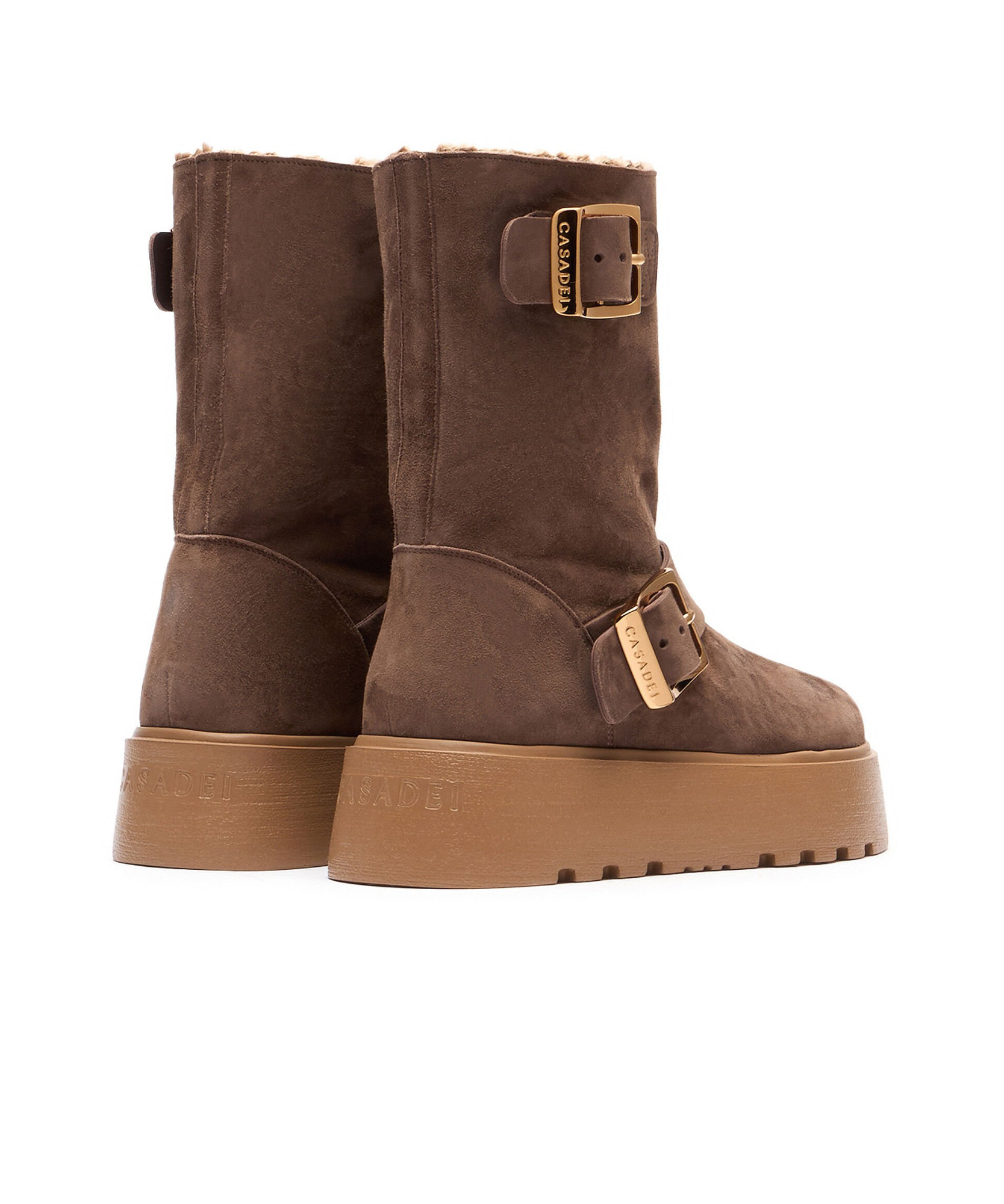 Casadei 'suede Blend Ankle Boots With Buckle Detail' In Brown