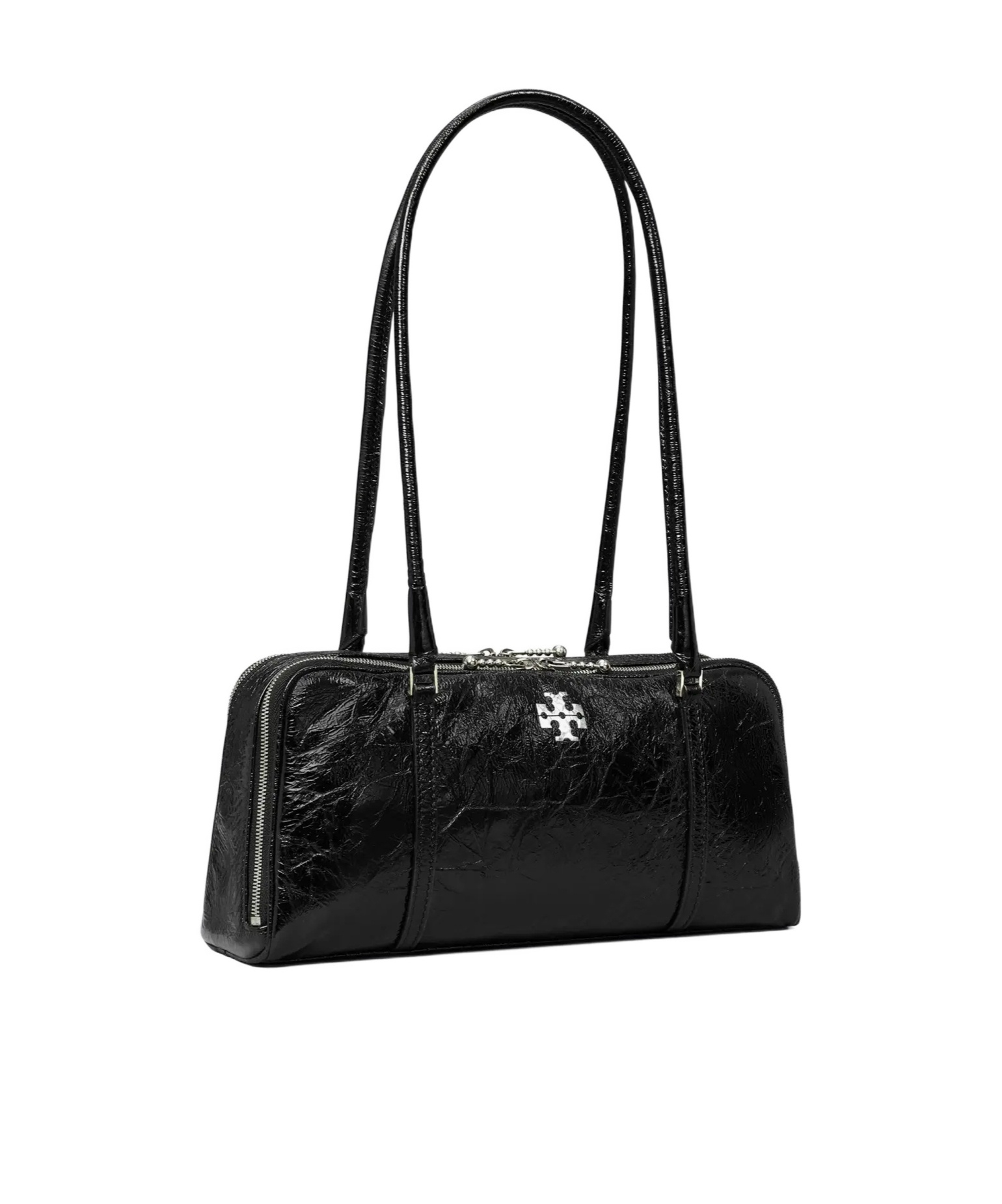 Tory Burch Small Marshmallow Crinkle-leather Shoulder Bag In Black