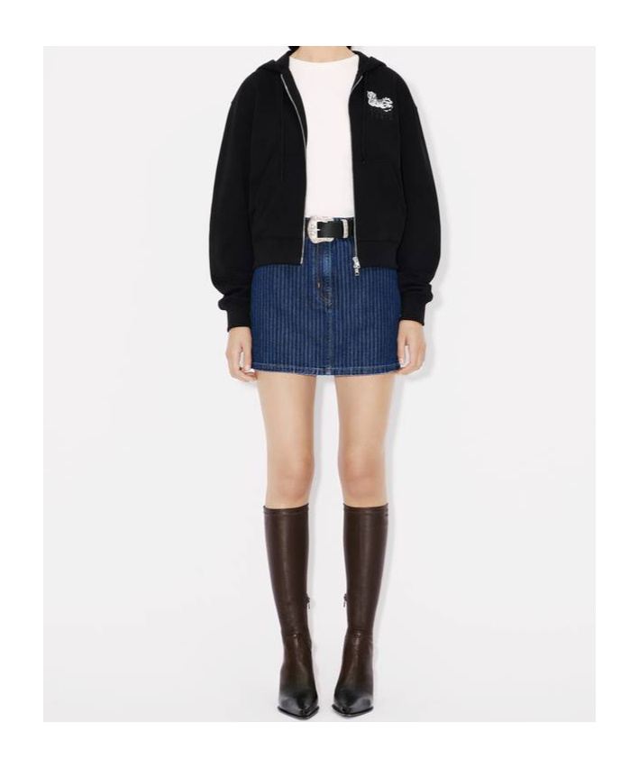 Kenzo Printed Logo Hoodie In Cotton In Black