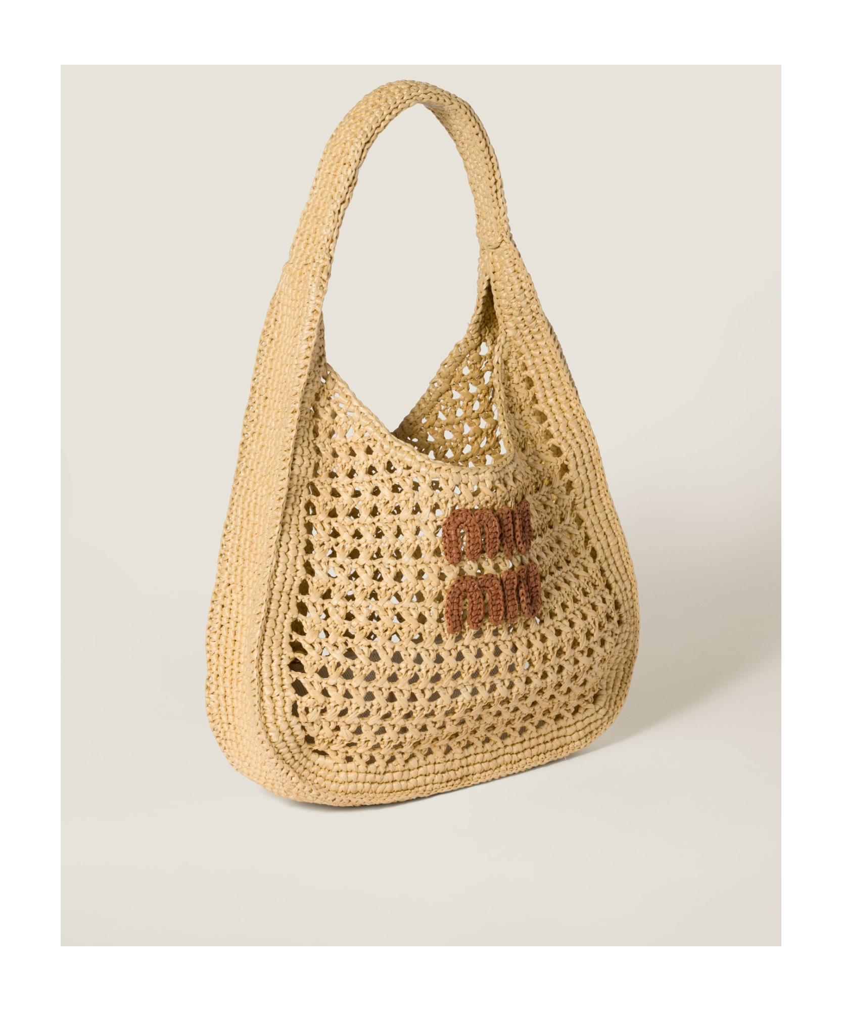 Miu Miu Raffia-effect Woven Hobo Bag