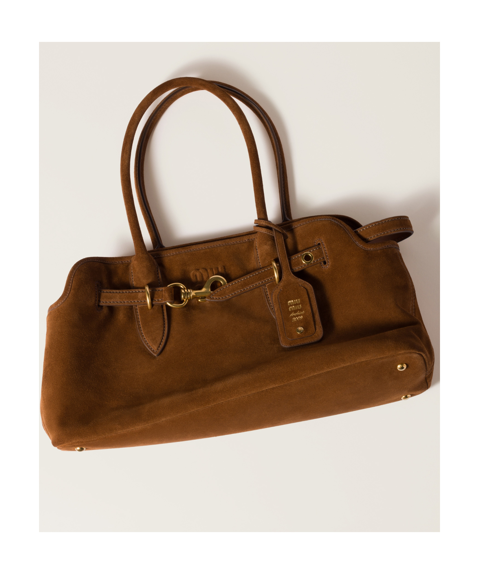 Miu Miu Suede Aventure Top-handle Bag In Oak