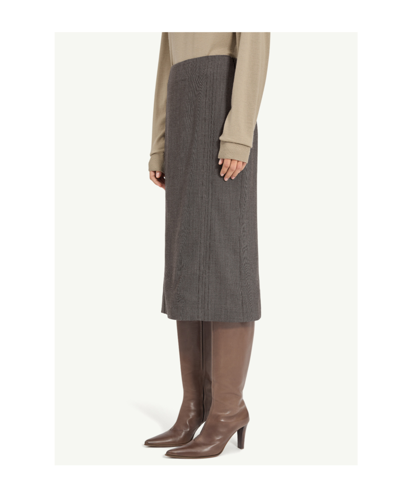 Mm6 Maison Margiela Rear-slit Midi Skirt In Gray