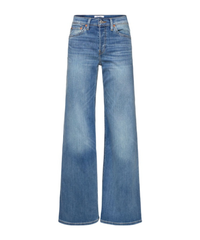 Re/done Mid Rise Wide Leg Jeans In Blasted