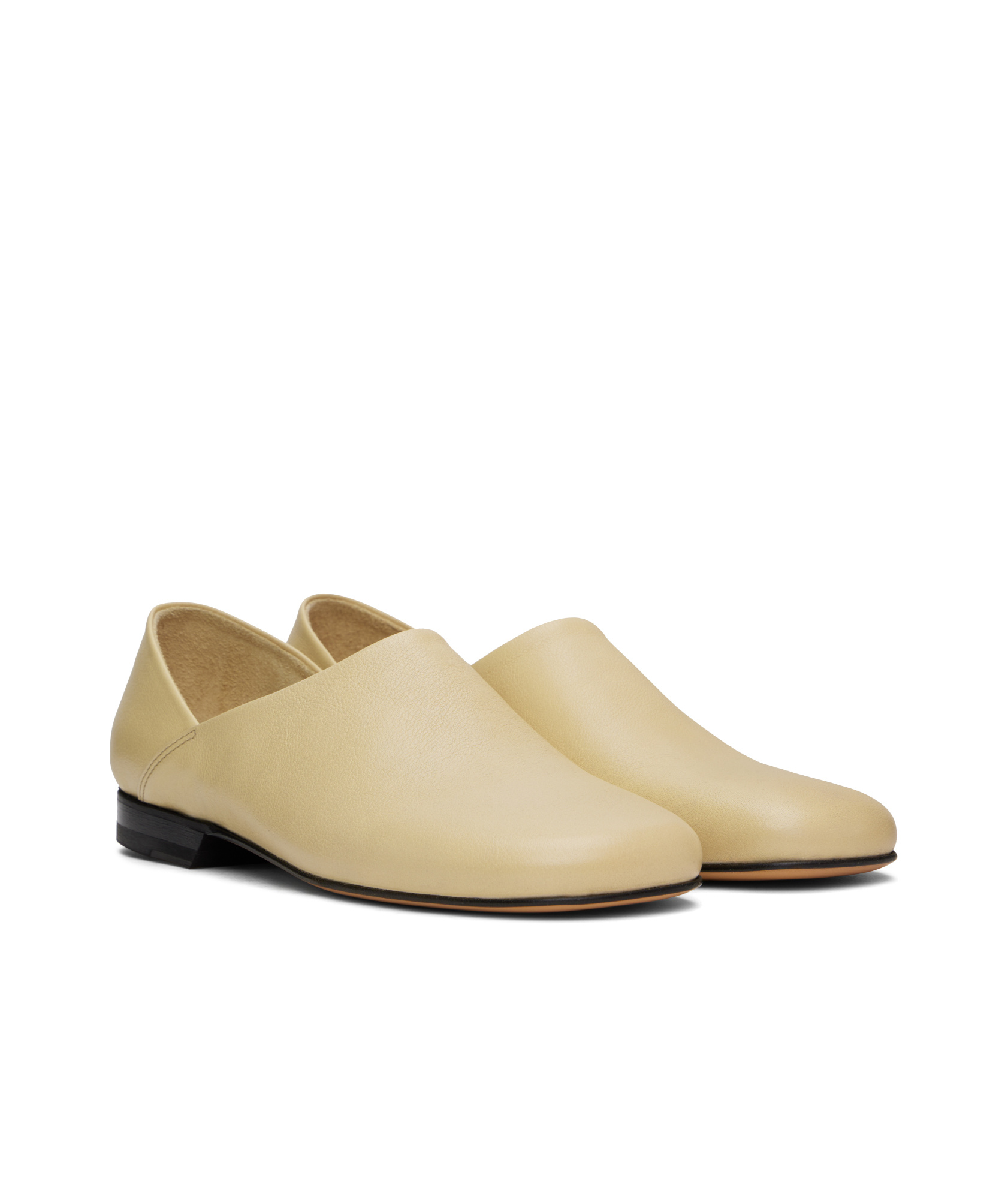 Shop Lemaire Leather Loafers In Nude