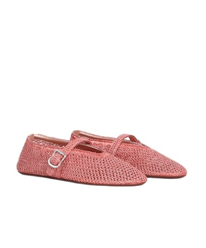Alaïa Womens Azzedine Alaia Buckled-strap Crochet Ballet Flats In Pink