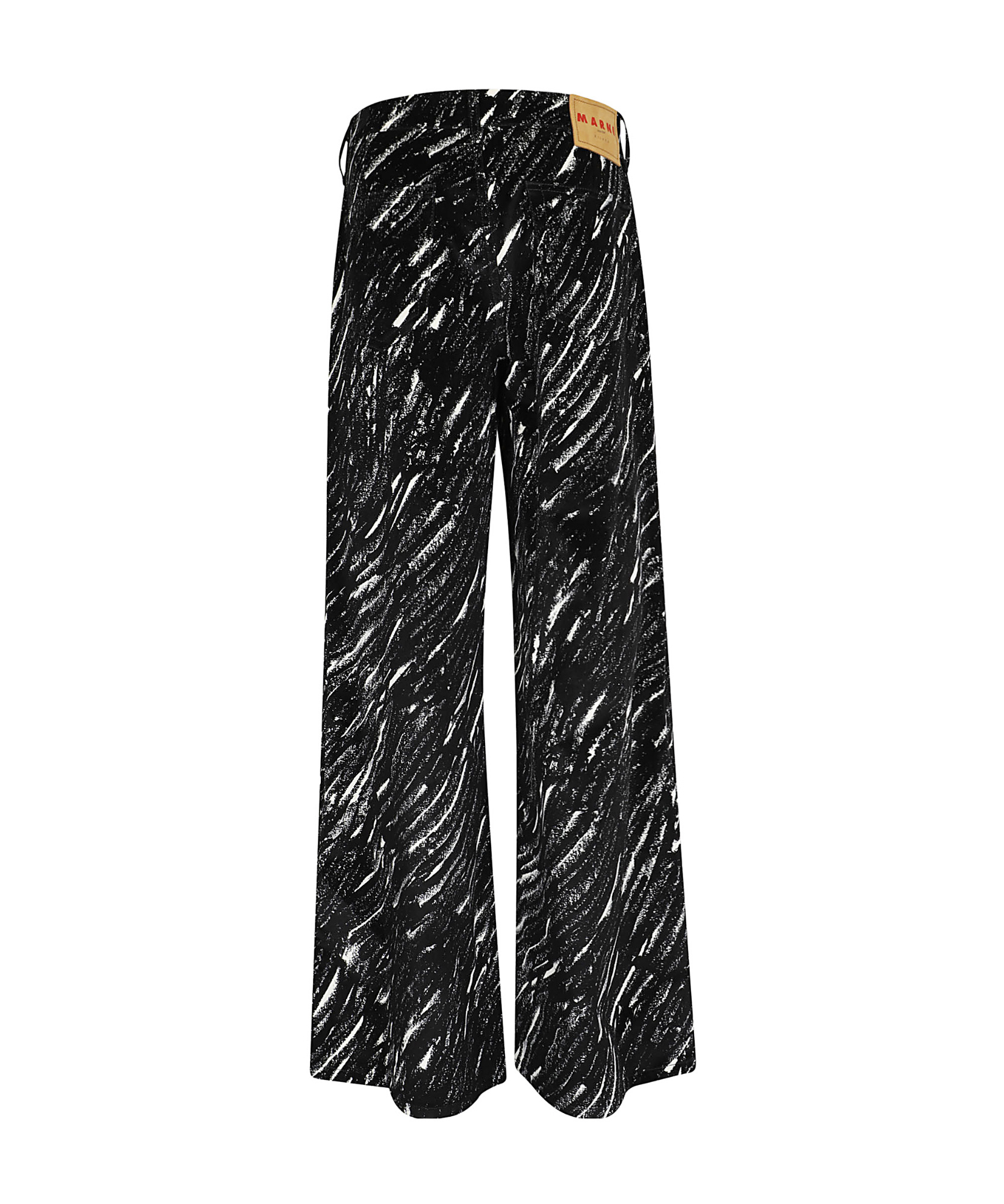 Marni Black Flocked Loose Jeans With Crayon Print In Black