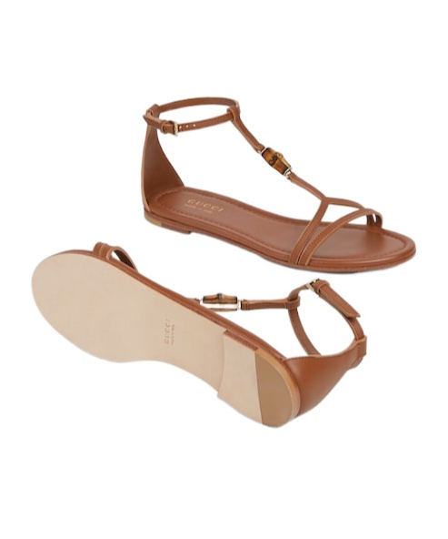 Gucci Sandali In Pelle Caramello Donna In Brown