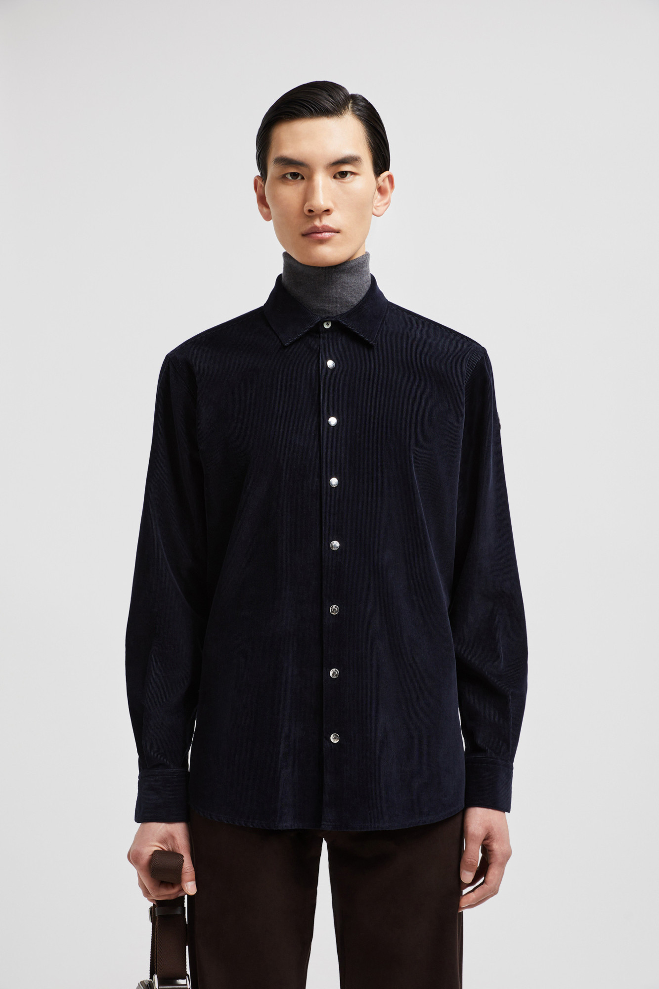 Moncler Long-sleeved Shirt In Blue